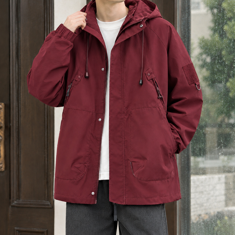 Harlan Hooded Utility Jacket - Suzaku Red