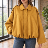 Chantal-Pearl Suede Pilot Jacket - Turmeric