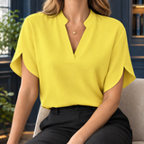 Philippa Split Neck Blouse - Yellow