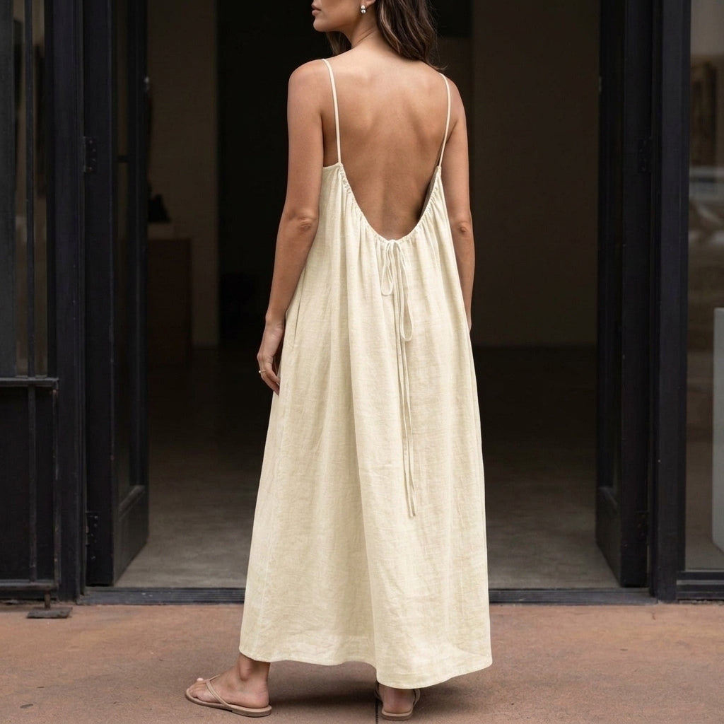 Willa Backless Maxi Dress - Crème