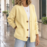 Cassidy V-Neck Cardigan - Lemon Yellow