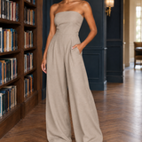 Celandine Strapless Jumpsuit - Beige