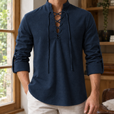 Hudson Lace-Up Shirt - Navy Blue
