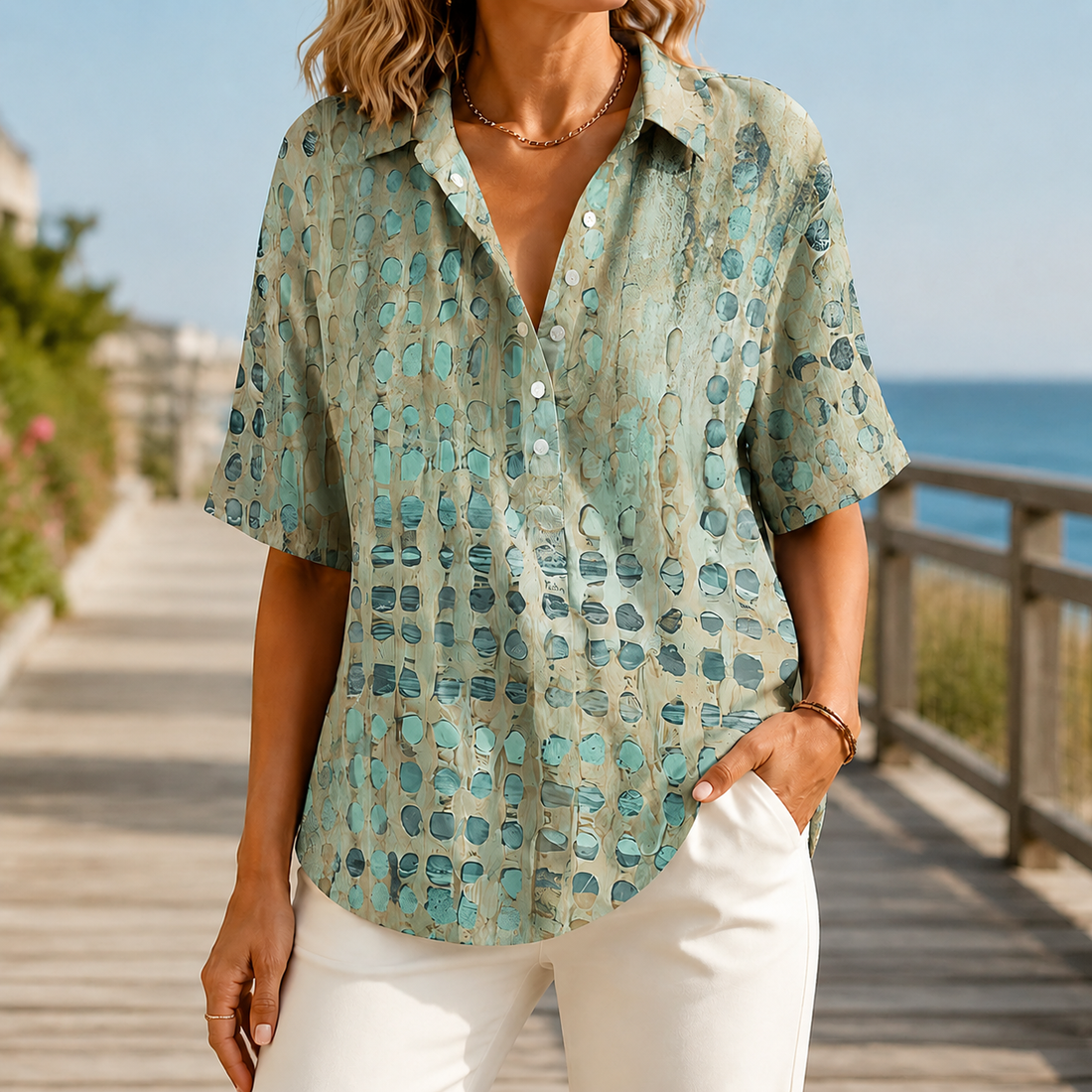 Elara-Lane Relaxed Top - Green
