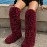 Melfi-Siena Shaggy Boots - Wine Red