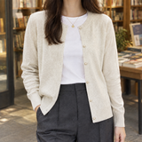 Brigitta-Sage Pearl Cardigan - Oatmeal