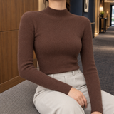 Mara Mock Neck Sweater - Maillard Brown
