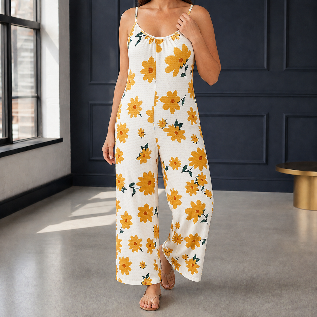 Lucia-Skye Scoop Neck Jumpsuit - Yellow