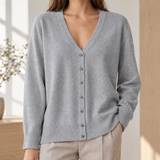 Honoria Button Cardigan - Light Gray