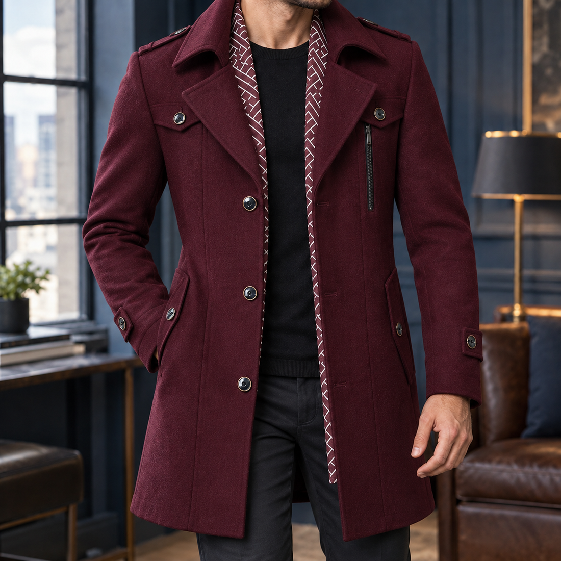 Gaspard Tailored Wool Coat - Purple