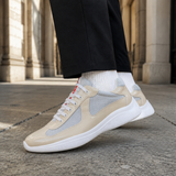 Negroni Leather Sneakers - Beige And Silver