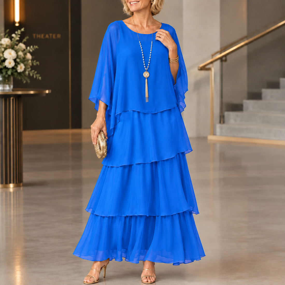 Serena-Rae Layered Maxi Dress - Blue