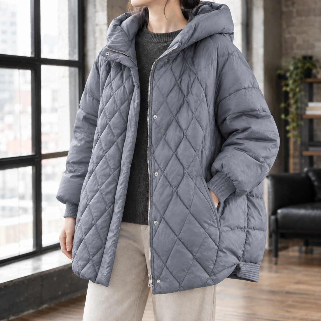 Elise-Jade Quilted Jacket - Gray