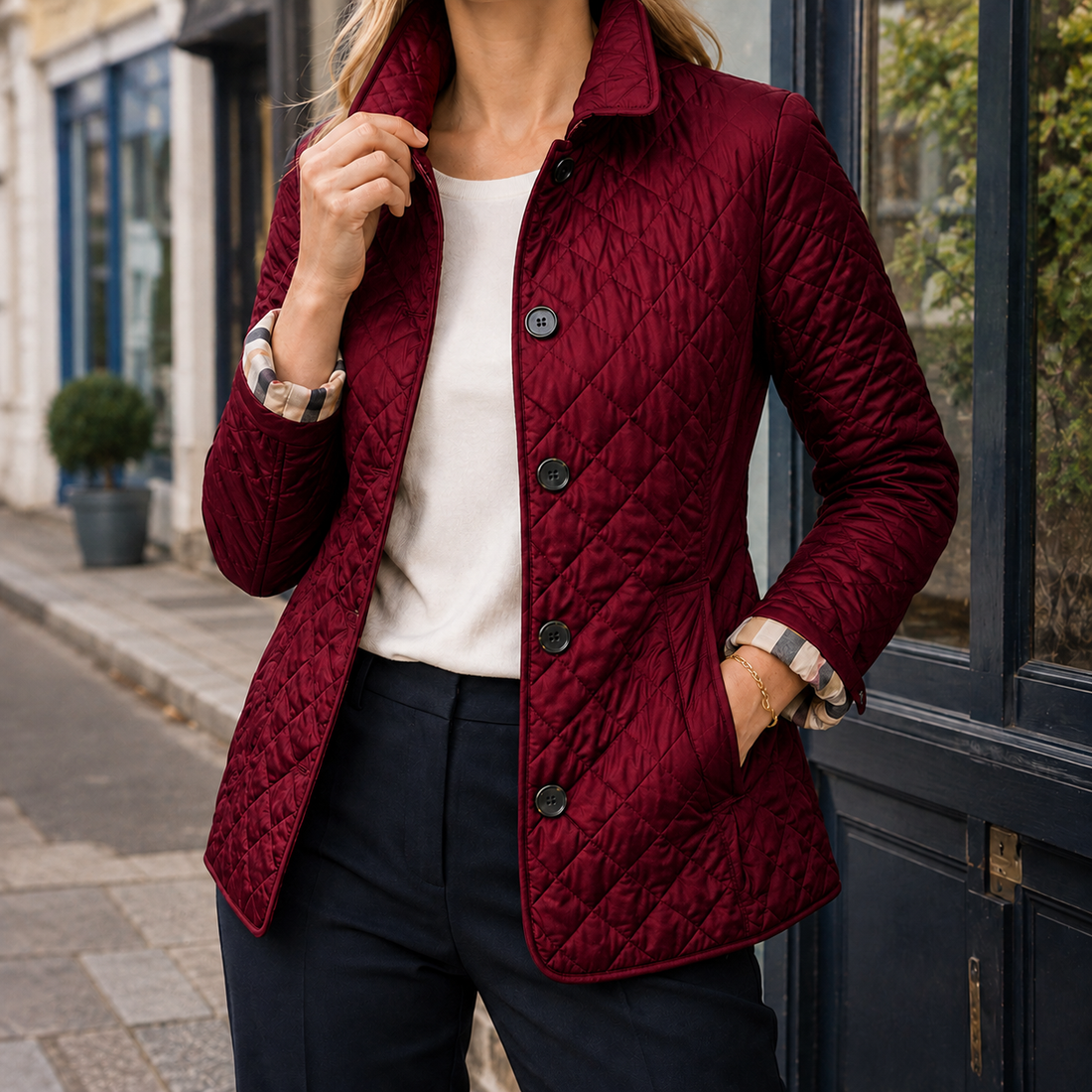 Matilda-Claire Quilted Jacket - Dark Red