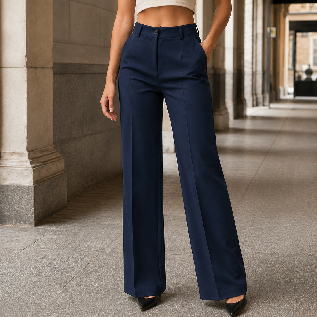 Mabel-Rose Wide Leg Pants - Navy Blue