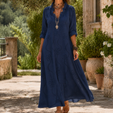 Eloise-Kate Embroidered Maxi Dress - Navy Blue