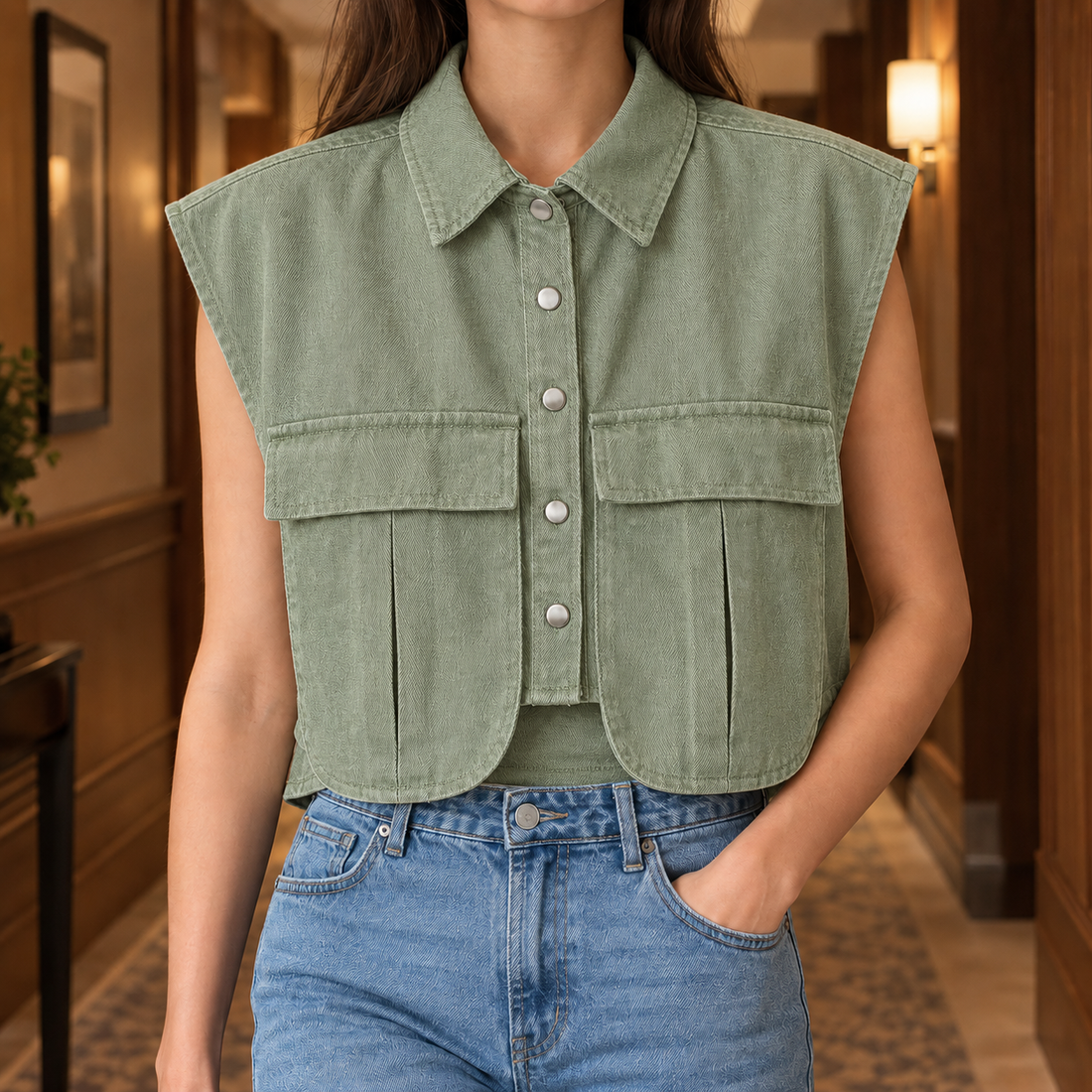 Iolanthe Utility Top - Army Green