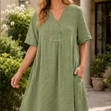 Anouk-Kate Crinkle Midi Dress - Green