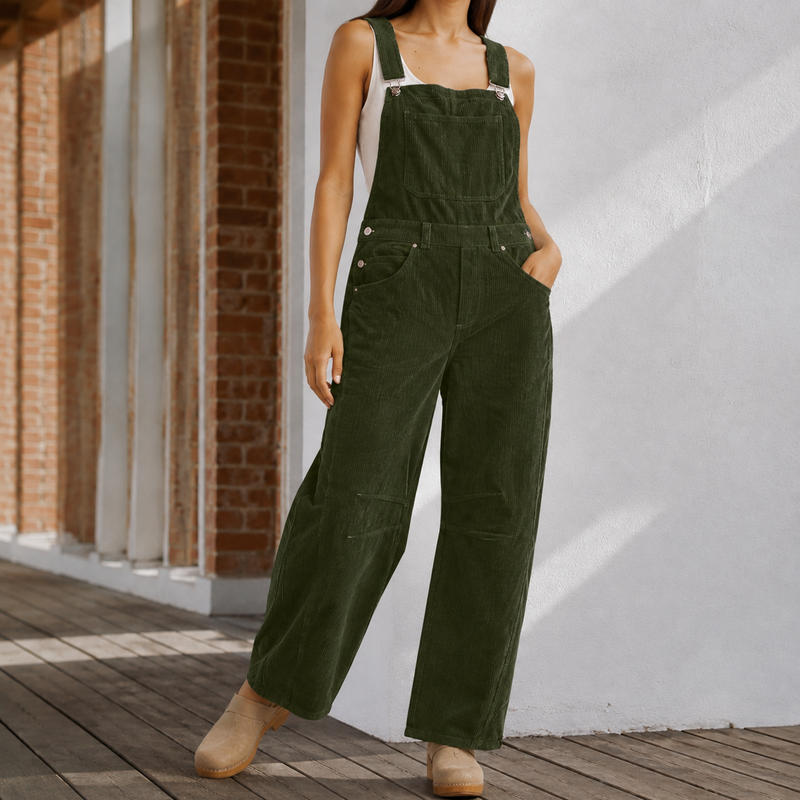 Antonia Wide Leg Jumpsuit - Olive Green