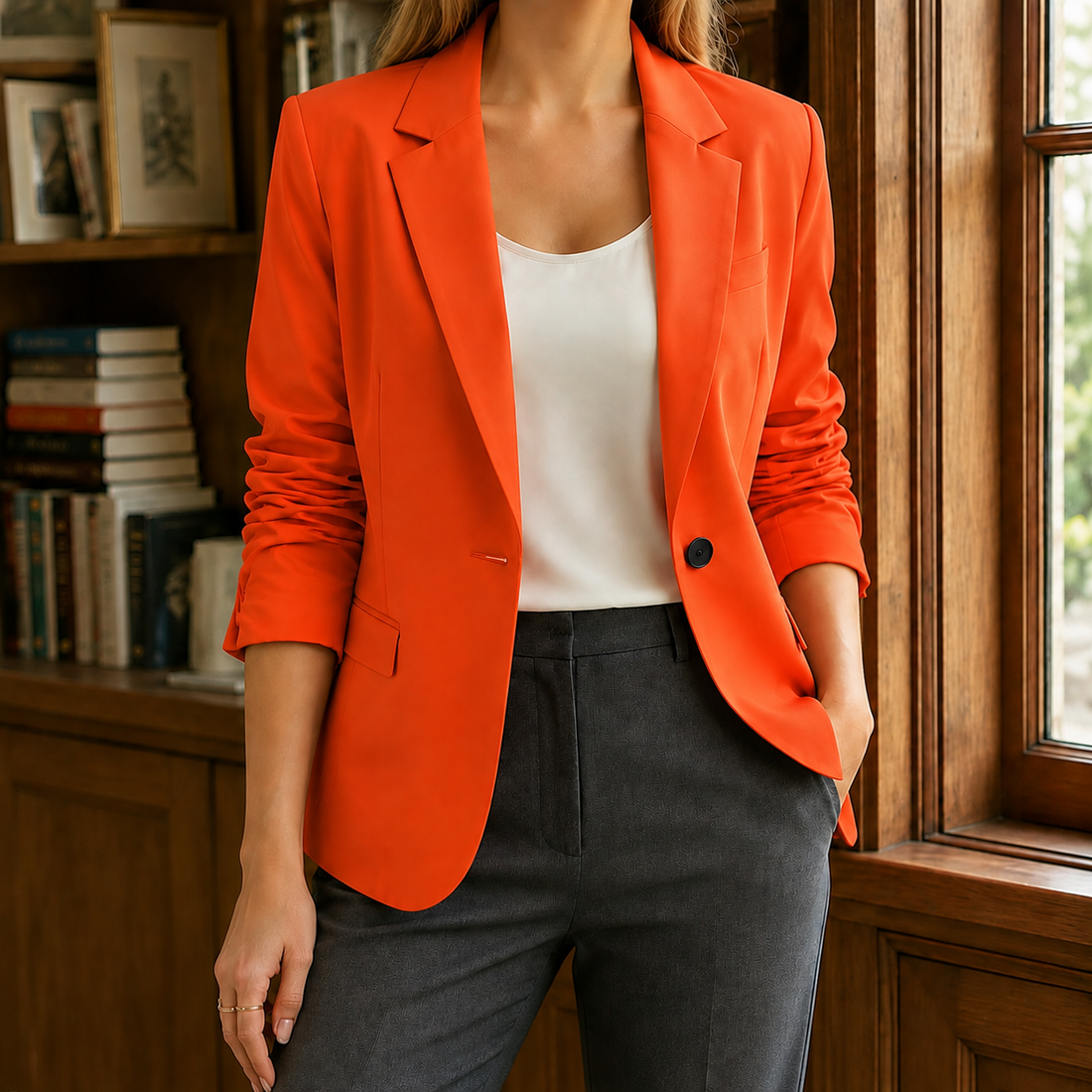 Natalia-Grace Tailored Blazer - Orange