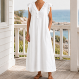 Carmen-Eve Ruffle Maxi Dress - White