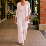Elowen-Belle Sequined Pant Set - Light Pink