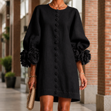 Elise Floral Cuff Dress - Black