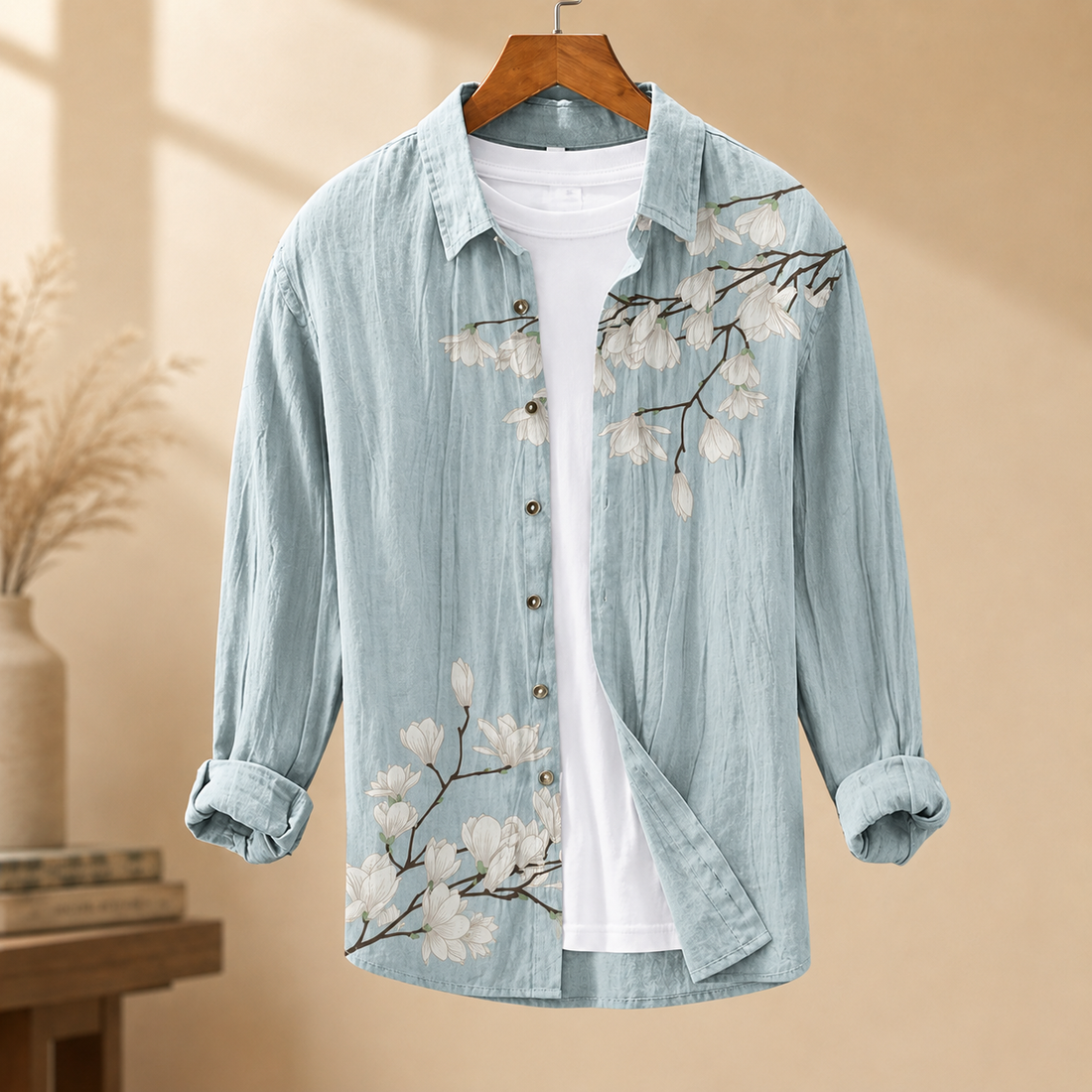 Austin Linen Shirt - Pale Blue White Magnolia