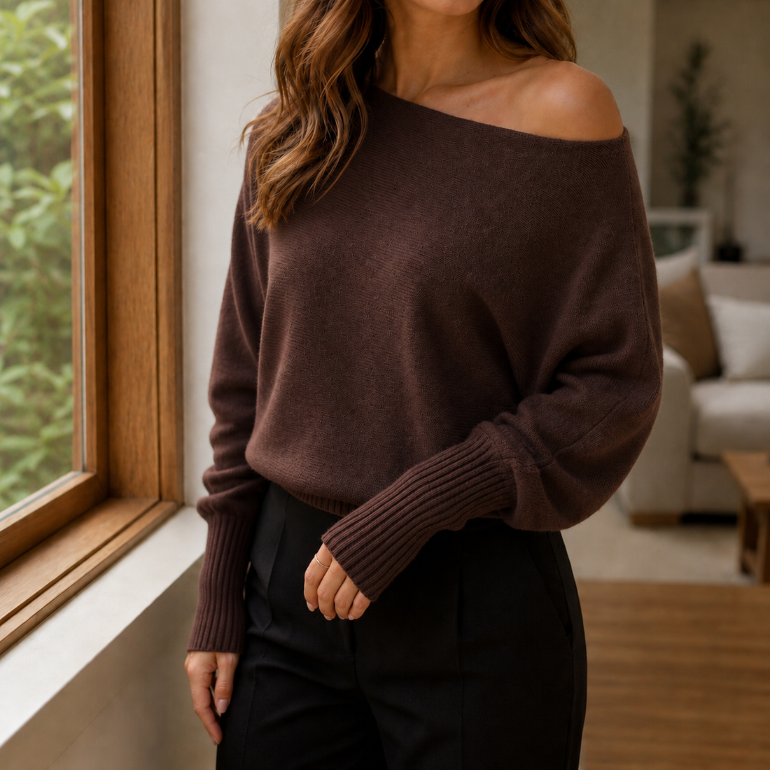 Astrid-Rose Asymmetric Sweater - Dark Brown