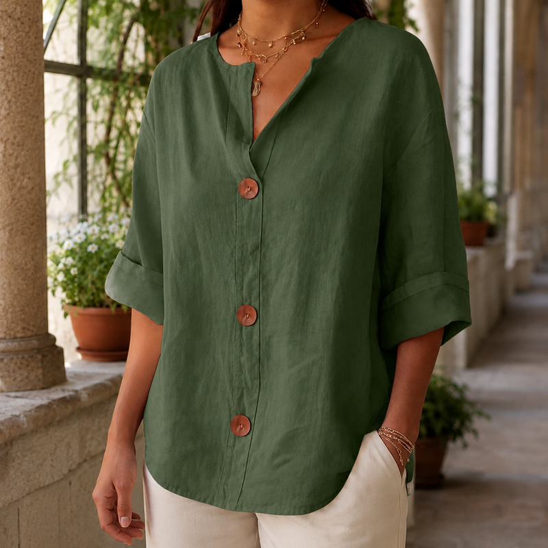 Valencia Button Front Shirt - Green