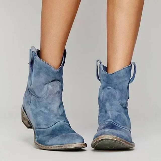 Women’s Western Ankle Boots - Leather Look Design