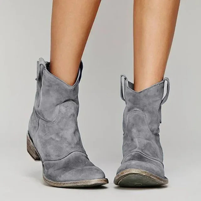 Women’s Western Ankle Boots - Leather Look Design