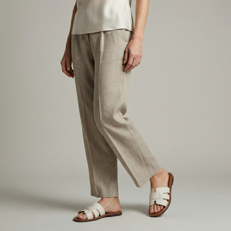 Women’s Flat Slide Sandals - Leather Look Elegance