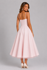 Seraphina | Corset Spaghetti Strap Midi Wedding Guest Dress